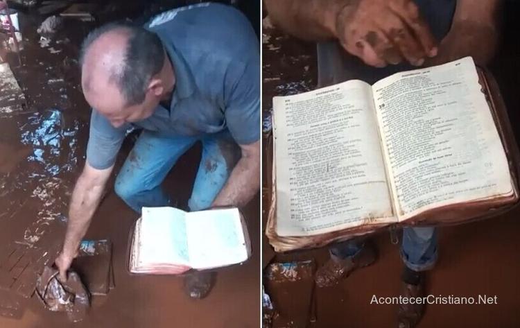 Empresario haya Biblia "abierta y seca" en medio del lodo que inundó su negocio