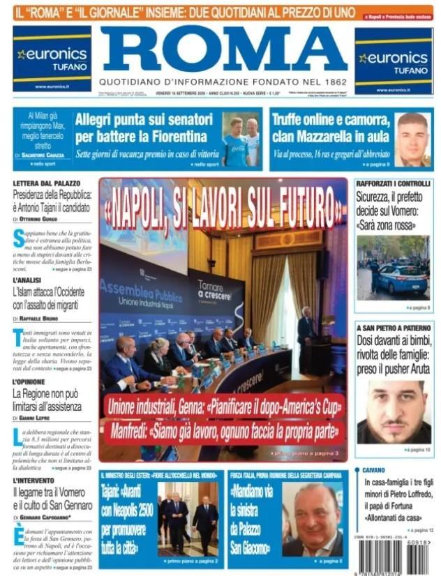 Il Roma: Napoli, Allegri si affida ai senatori contro la Fiorentina