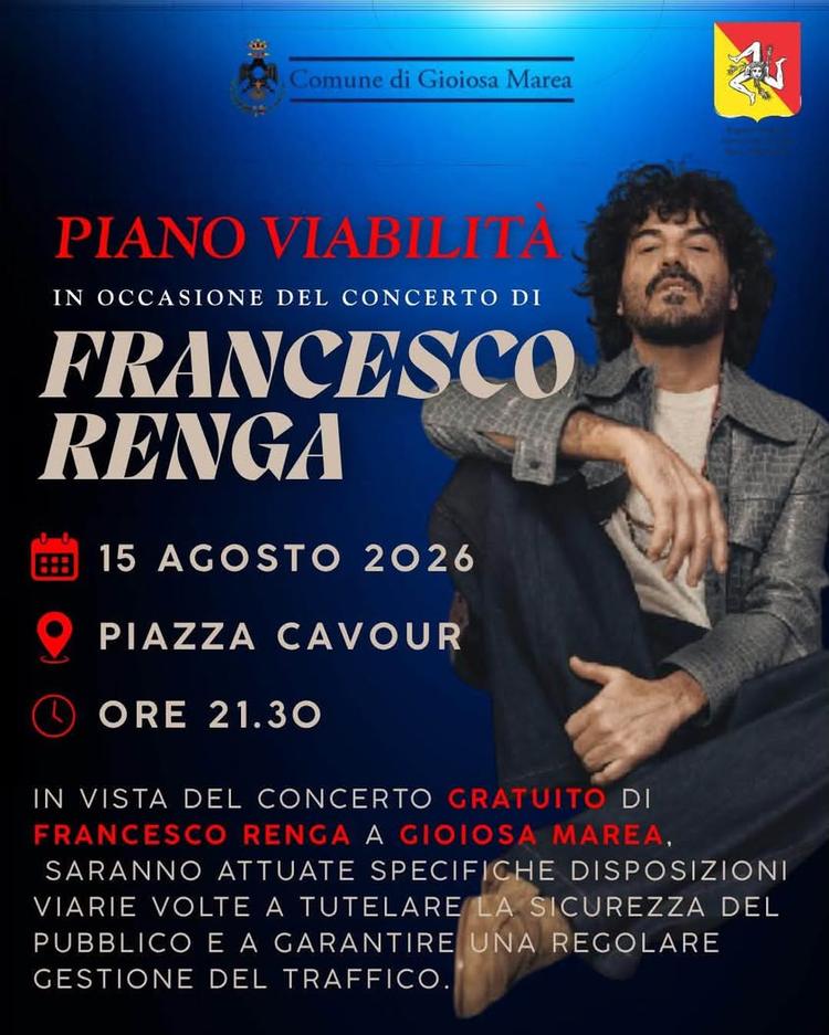 FERRAGOSTO IN MUSICA 💙 FRANCESCO RENGA 15 Agosto - Ore 21:30 - Piazza Cavour Concerto Gratuito ‼️Info viabilità Comune...