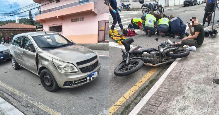 Motociclista de aplicativo sofre fratura exposta durante corrida em Balneário Camboriú; passageiro precisou de atendimento