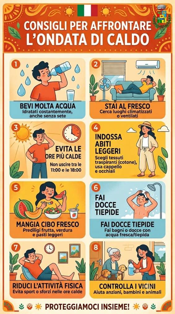 ⚠️ ATTENZIONE - ONDATE DI CALORE 🌞  Preallertamento per previsione di alte temperature. Le più recenti previsioni meteo...