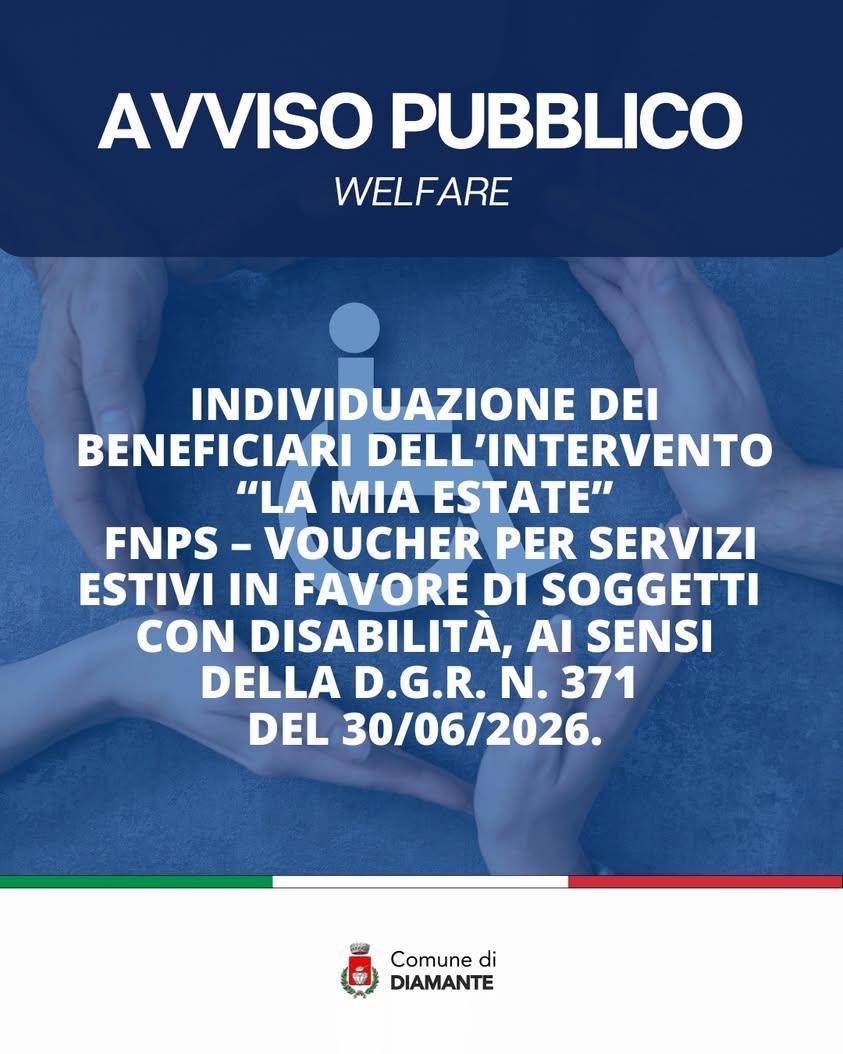 Sono aperti i termini per la presentazione delle domande relative all’intervento “La Mia Estate”, che prevede l’assegnaz...