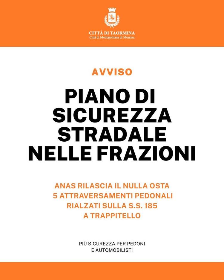 🚧 Sicurezza stradale nelle frazioni: ottenuto da ANAS il nulla osta per 5 attraversamenti pedonali rialzati a Trappitel...