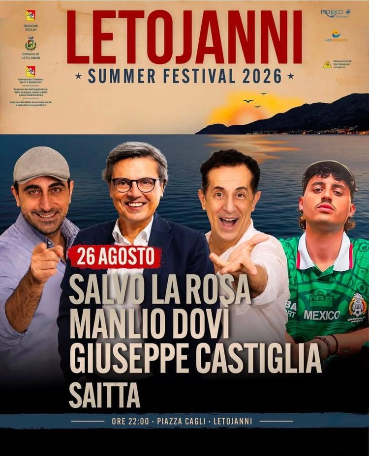 🎉LETOJANNI SUMMER FESTIVAL Ancora grandi nomi dello spettacolo e della musica si alterneranno sul palco del Summer Fest...