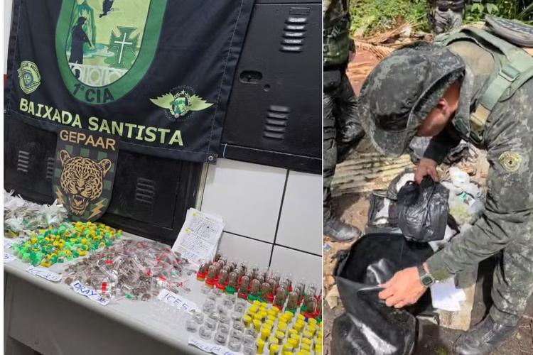 PM Ambiental apreende drogas com ajuda de cão farejador em área de mata no litoral de SP; VÍDEO