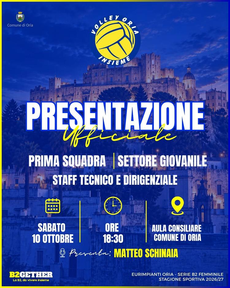 Volley Oria, sabato 10 ottobre la presentazione ufficiale della nuova stagione