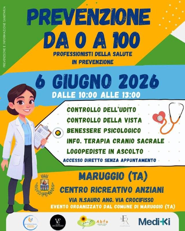 📣 PREVENZIONE DA 0 A 100 👩‍⚕️ - Professionisti della salute insieme per il tuo benessere! 🗓 Sabato 6 Giugno 2026 ⏰ Da...