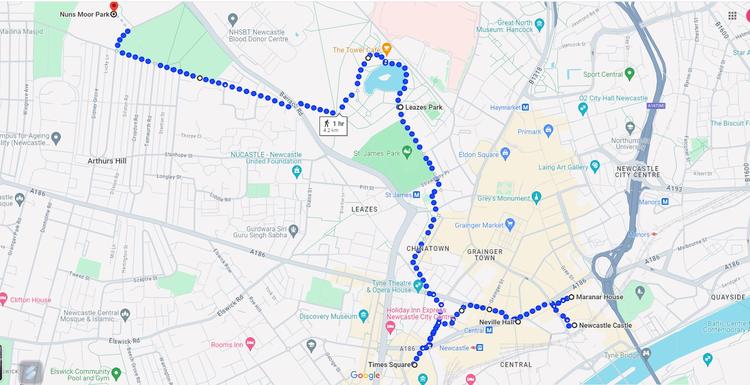 Route overview of the 8km Refreshing City Centre Run