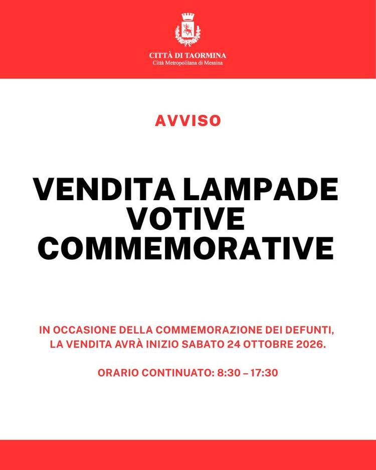 Si informa la cittadinanza che, in occasione della Commemorazione dei Defunti, la vendita delle lampade votive avrà iniz...
