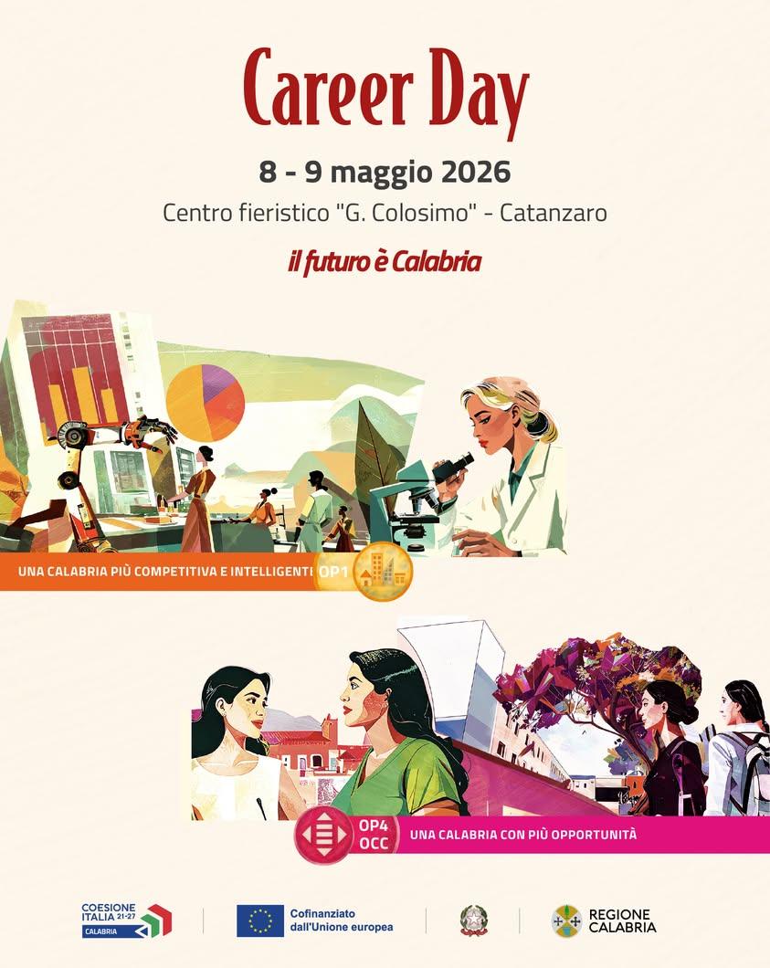 💼  Le opportunità del PR Calabria protagoniste al Career Day, un appuntamento dedicato a incontro, orientamento e recru...