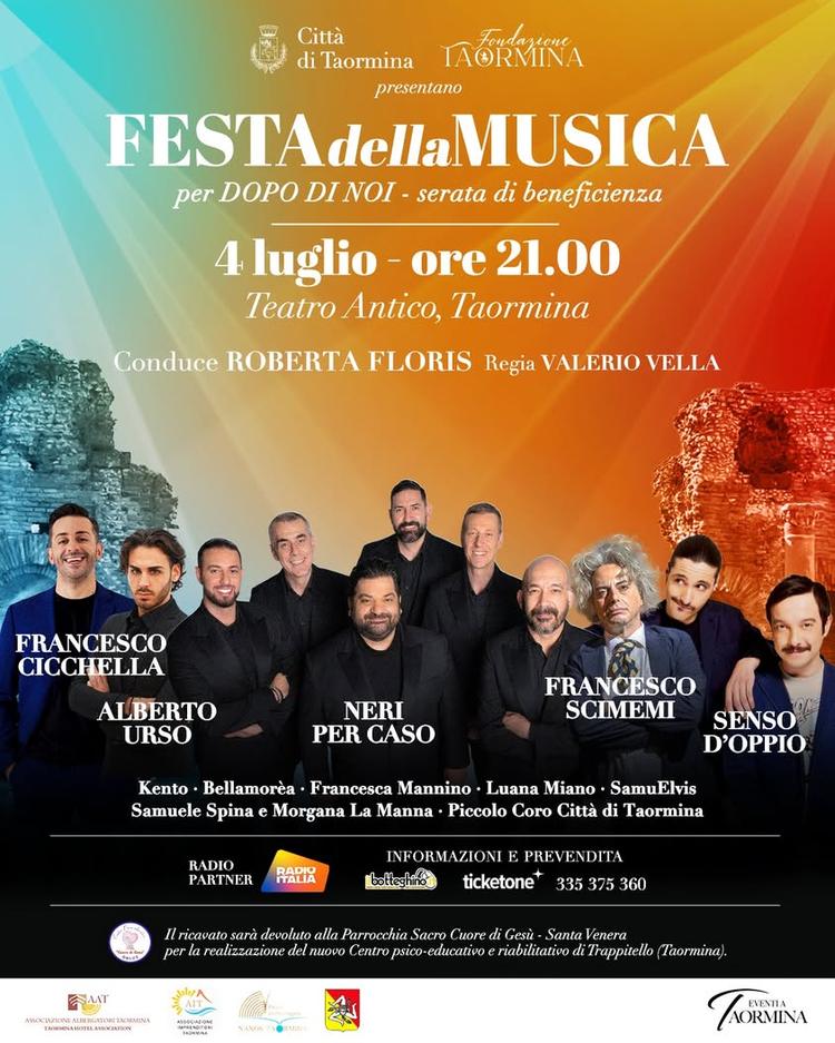 🎶 Due grandi nomi si aggiungono alla Festa della Musica per Dopo di Noi! Il palco del Teatro Antico di Taormina si prep...