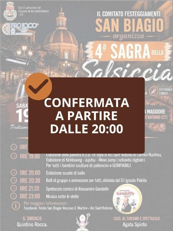 👍🏻 - 𝗖𝗢𝗡𝗙𝗘𝗥𝗠𝗔𝗧𝗔 𝗗𝗔𝗟𝗟𝗘 𝟮𝟬:𝟬𝟬 𝗟𝗔 "𝗦𝗔𝗚𝗥𝗔 𝗗𝗘𝗟𝗟𝗔 𝗦𝗔𝗟𝗦𝗜𝗖𝗖𝗜𝗔" 📣 Gli organizzatori co...