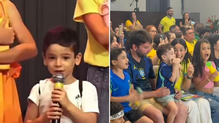 Menino que viralizou ao orar por Neymar celebra convocação na igreja