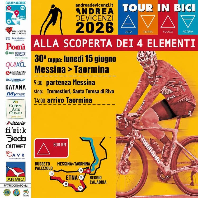 🚴‍♂️ Taormina accoglie Andrea Devicenzi Domani lunedì 15 giugno Taormina darà il benvenuto ad Andrea Devicenzi, impegna...