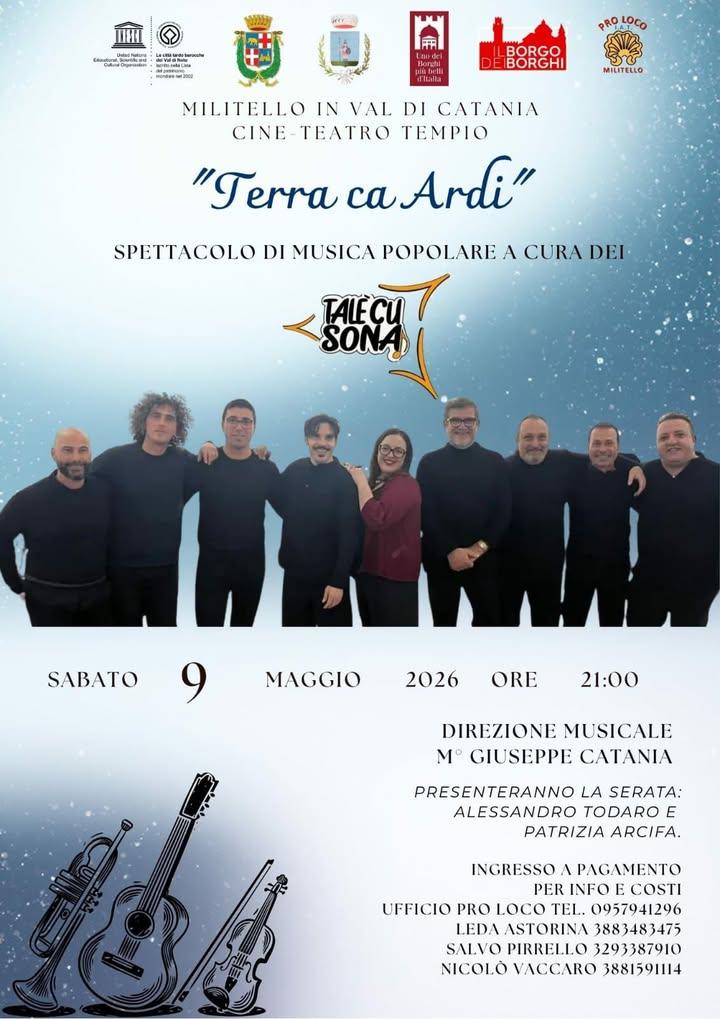 📍 Al Cine-Teatro Tempio di Militello in Val di Catania continuano gli appuntamenti culturali 🎶 Sabato 9 maggio 2026, a...