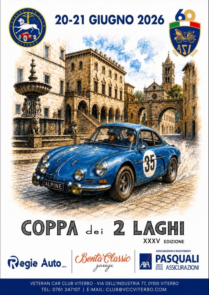 🚗🏆 COPPA DEI DUE LAGHI 🏆🚗 Il Veteran Car Club Viterbo è lieto di invitare tutti gli appassionati di auto storiche al...
