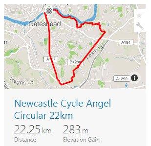 Route overview of the Angel of the North Circular Cycle