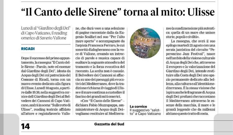 📰 La stampa parla di noi! Anche i giornali celebrano la magia de “Il Canto delle Sirene - Parole, note ed essenze dal G...