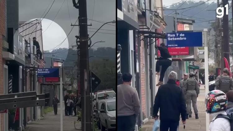 Homem foragido por romper tornozeleira é localizado em telhado após tentar fugir com bicicleta furtada; VÍDEO