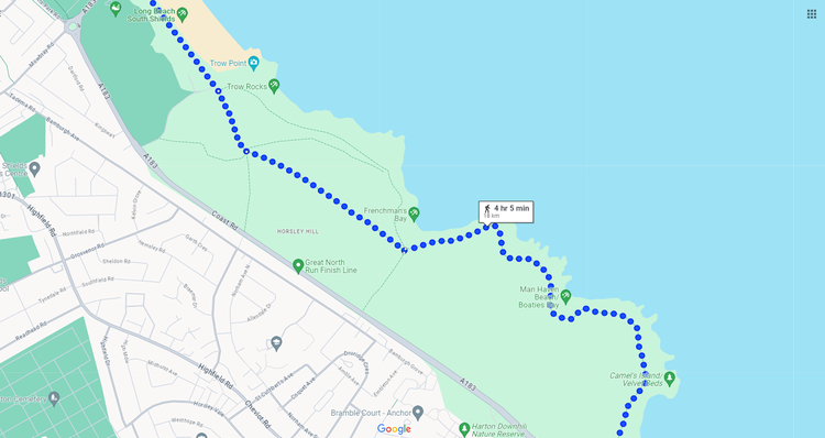 Part 8 of the 18km Seaside Newcastle Run passed Trow Point and towards Long Beach South Shields.