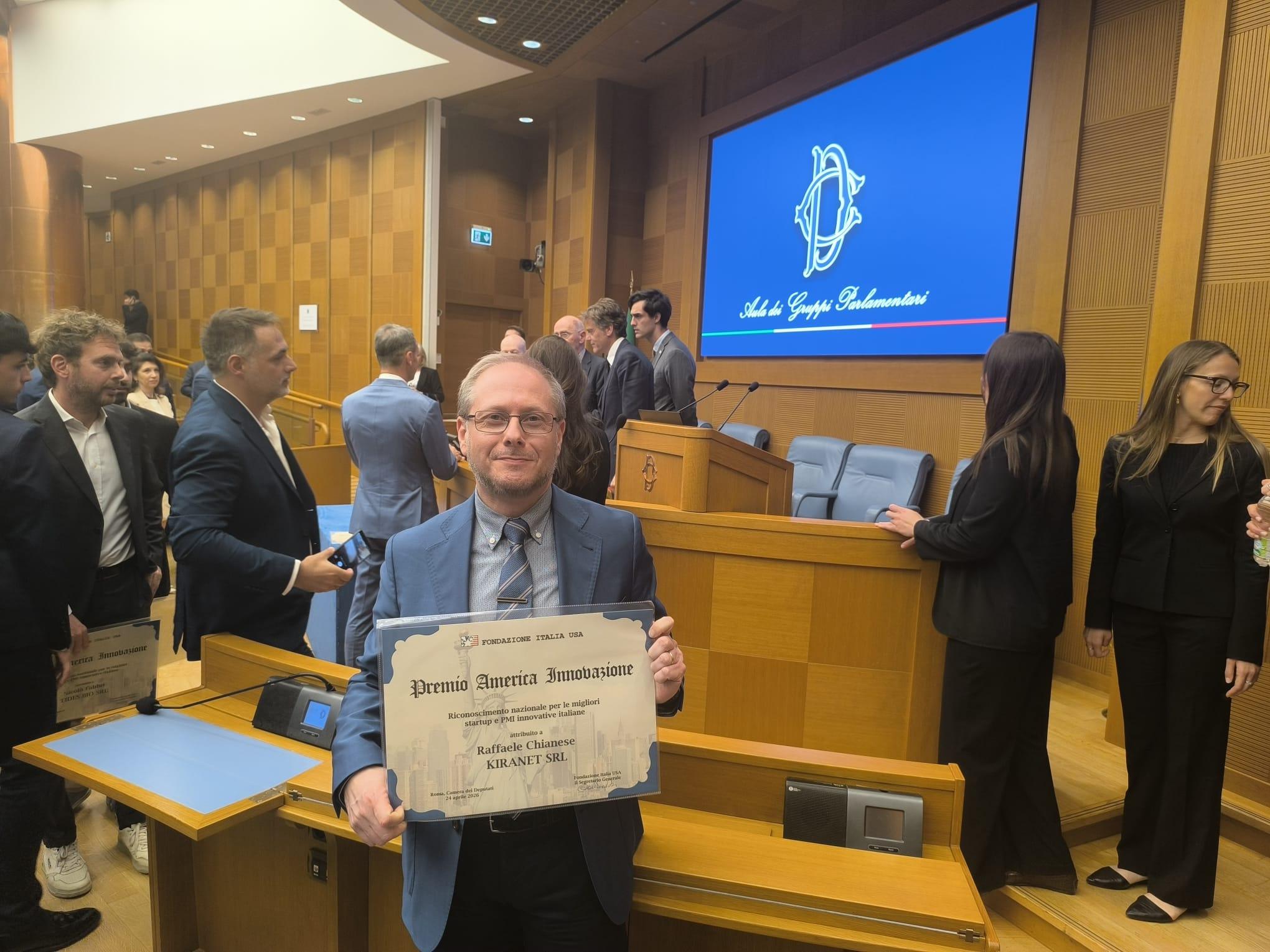 Kiranet tra le eccellenze italiane: “Premio America Innovazione 2026” alla Camera dei Deputati
