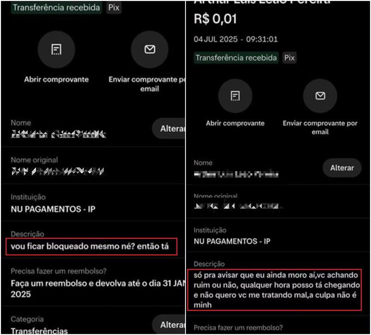 'Qualquer hora posso tá chegando': prints revelam como bombeiro usava Pix para perseguir ex em RR