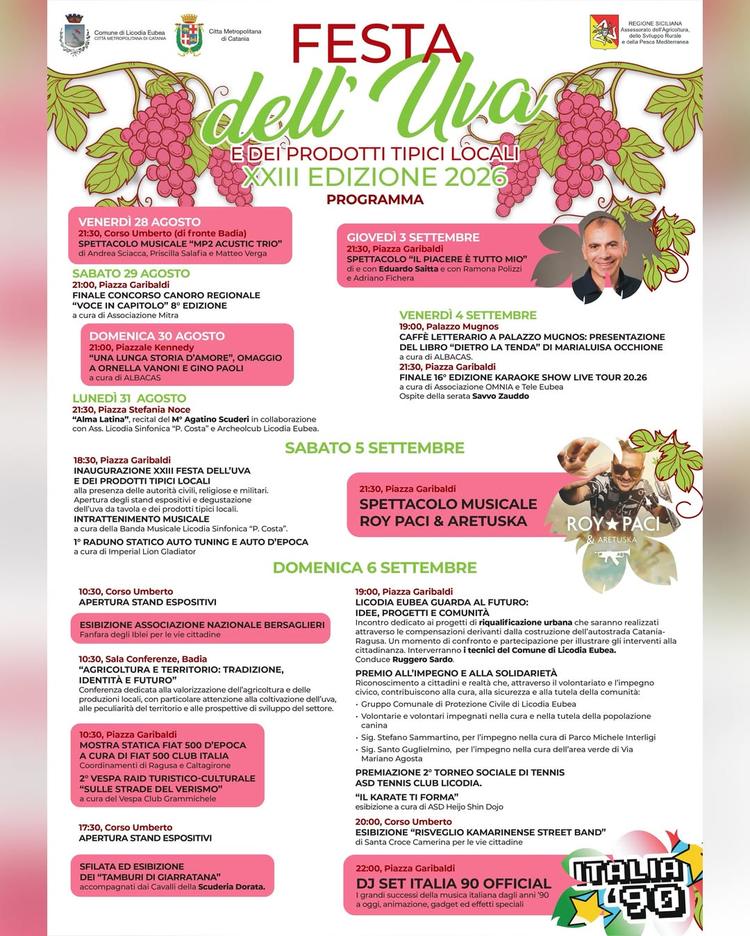 🍇🎉 𝐗𝐗𝐈𝐈𝐈 𝐅𝐄𝐒𝐓𝐀 𝐃𝐄𝐋𝐋’𝐔𝐕𝐀 𝐄 𝐃𝐄𝐈 𝐏𝐑𝐎𝐃𝐎𝐓𝐓𝐈 𝐓𝐈𝐏𝐈𝐂𝐈 𝐋𝐎𝐂𝐀𝐋𝐈 🍇🎶 🤩 Ecco il 𝗽𝗿𝗼𝗴...