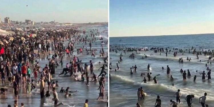 Gaza, video di famiglie e bambini in spiaggia all'ombra delle macerie
