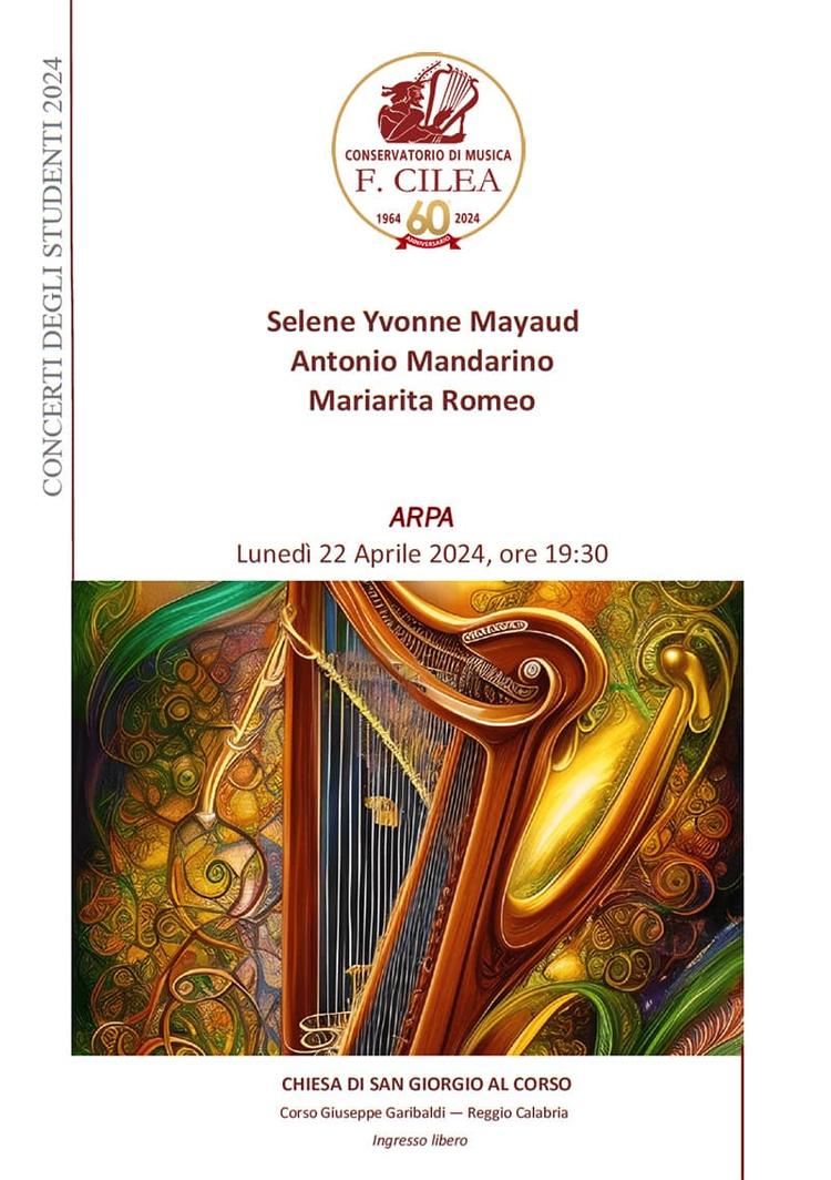 Concerto degli studenti di Arpa - 22 aprile 2024, ore 19:30 - Chiesa di San Giorgio al Corso, Reggio Calabria