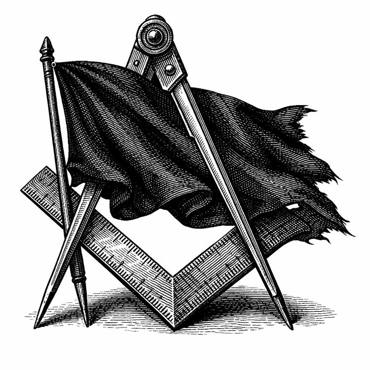 Le drapeau noir, l’équerre et le compas