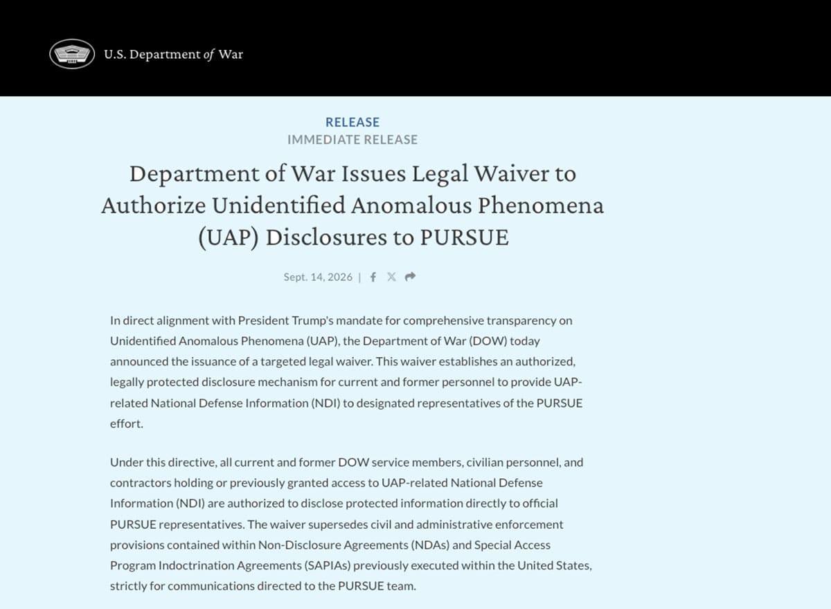 Trump befreit potenzielle UFO-Whistleblower von Verschwiegenheitspflichten