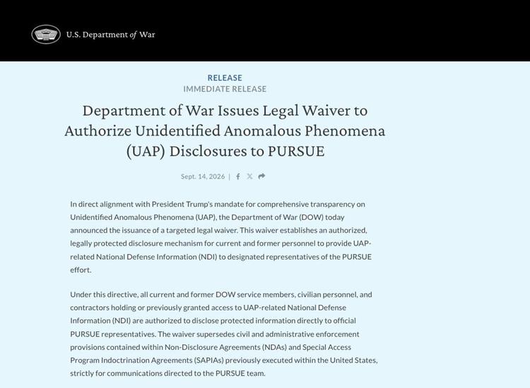 Trump befreit potenzielle UFO-Whistleblower von Verschwiegenheitspflichten
