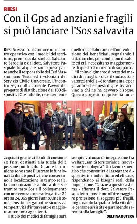 Sicurezza e innovazione: al via il progetto GPS INFOLIFE con i medici di famiglia di Riesi Si è svolto oggi, venerdì 20...