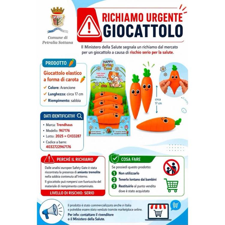Il Ministero della Salute ha emesso un richiamo per una serie di giocattoli ritenuti rischiosi per la salute, così come...