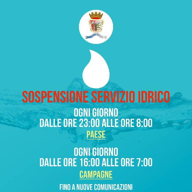 🔴 COMUNICAZIONEd IMPORTANTE🔴 💦 CHIUSURA SERVIZIO IDRICO 💦 ⚠️ - OGNI GIORNO FINO A NUOVE COMUNICAZIONI ⚠️ Si avvisa l...