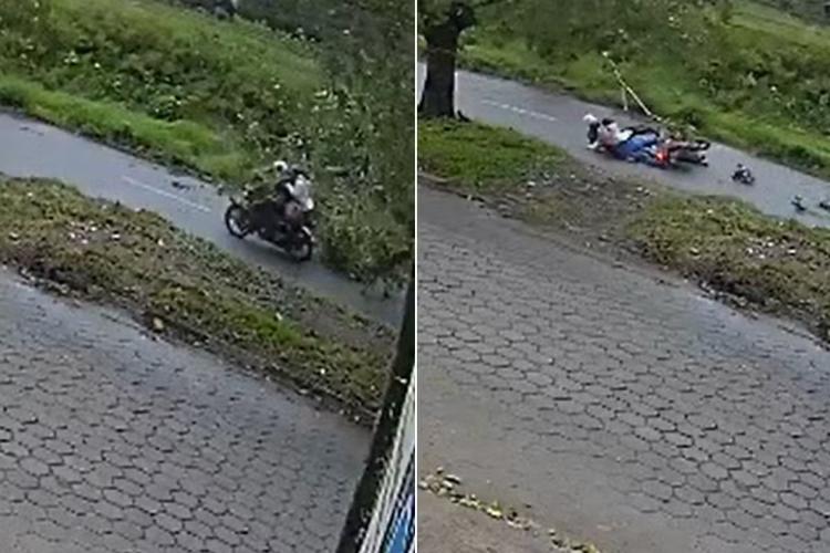 VÍDEO: Árvore cai sobre moto e deixa jovem ferida durante ventania no litoral de SP