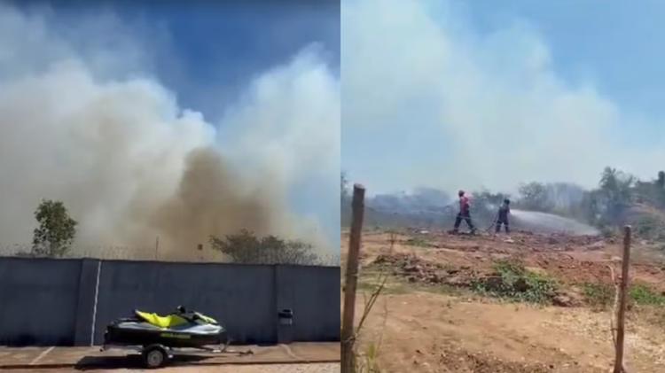 Incêndio em área de vegetação ameaça casas em bairro de Imperatriz; VÍDEO