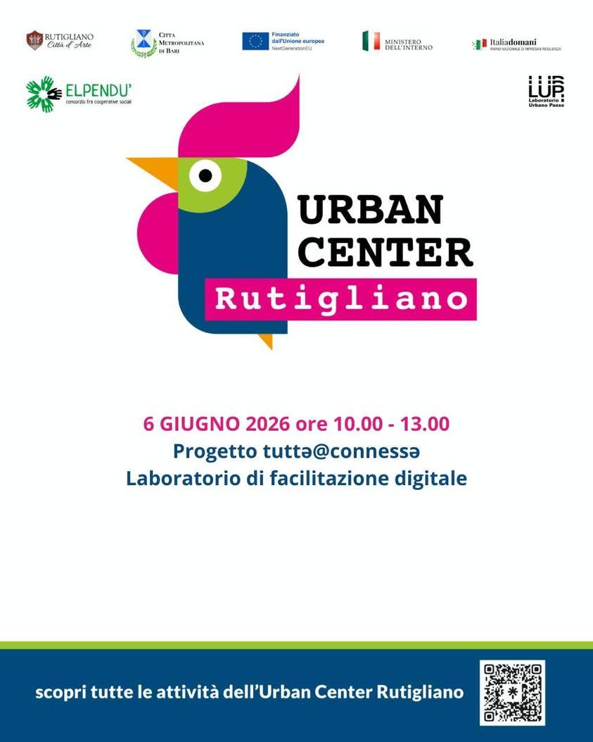 📅 Gli appuntamenti di domani, sabato 6 giugno, all'Urban Center di Rutigliano! Tante attività dedicate a bambini, ragaz...