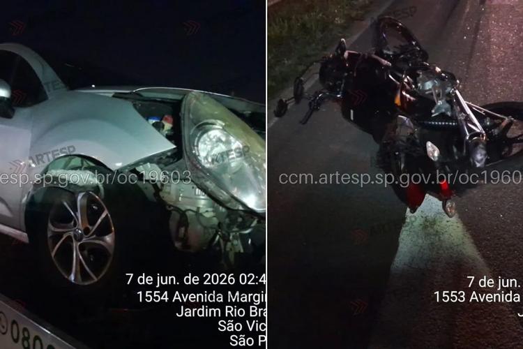 Motociclista bate em guard-rail, cai na pista e morre atropelado por carro no litoral de SP