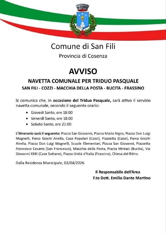 𝐀𝐯𝐯𝐢𝐬𝐨 - 𝐒𝐞𝐫𝐯𝐢𝐳𝐢𝐨 𝐍𝐚𝐯𝐞𝐭𝐭𝐚 𝐓𝐫𝐢𝐝𝐮𝐨 𝐏𝐚𝐬𝐪𝐮𝐚𝐥𝐞 📍giovedì, venerdì - ore 18:00 📍 sabato 21...