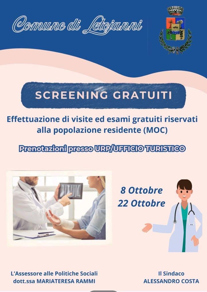 🩻SCREENING GRATUITO PER LA SALUTE OSSEA  08 E 22  OTTOBRE  Ottobre è il mese della prevenzione dell'osteoporosi. Il Com...