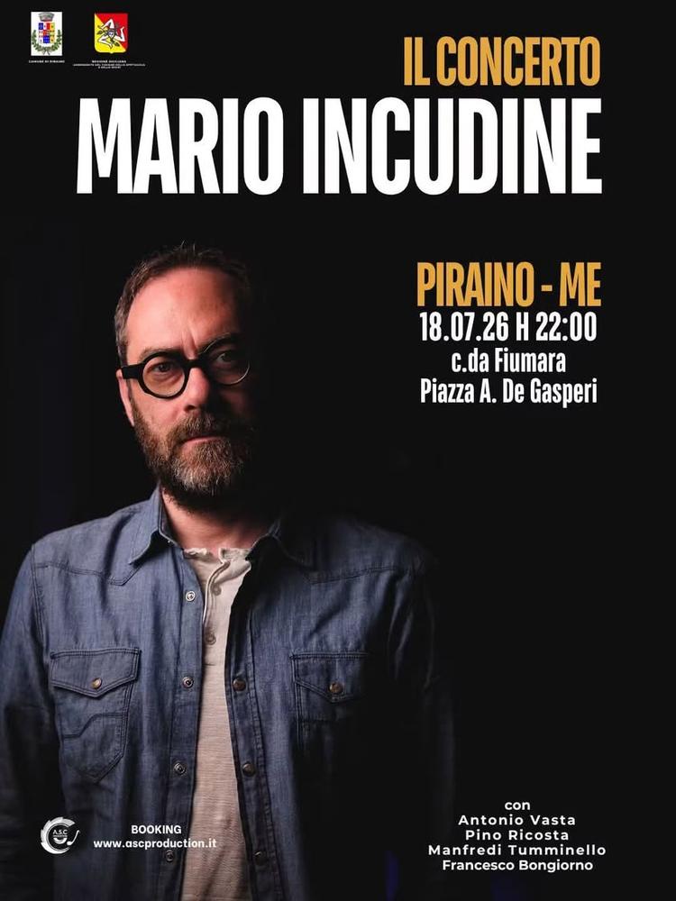📌 𝑴𝒂𝒓𝒊𝒐 𝑰𝒏𝒄𝒖𝒅𝒊𝒏𝒆 in concerto!  🗓️18 luglio 2026 🕙 ore 22:00 📍Piazza A. De Gasperi