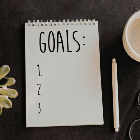 A spiral notebook with 