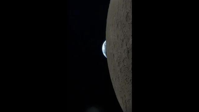 Astronauta registra “pôr da Terra” atrás da Lua em vídeo impressionante