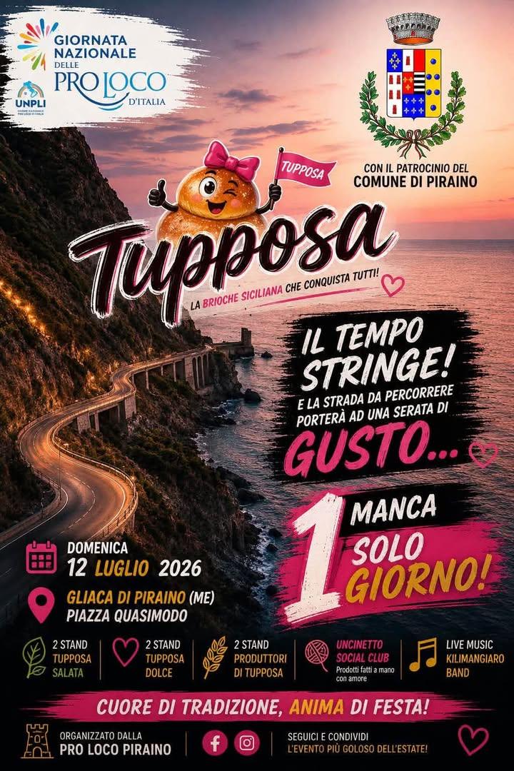 📌Manca solo un giorno a 𝐓𝐮𝐩𝐩𝐨𝐬𝐚❗️ 👉🏻 Domani, domenica 12 luglio, vi aspettiamo in Piazza Quasimodo a Gliaca di...