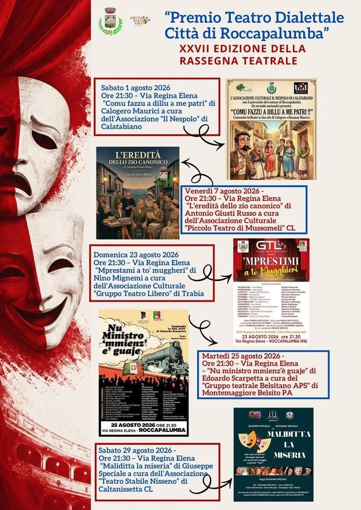 🎭 Al via la XXVII Edizione del “Premio Teatro Dialettale – Città di Roccapalumba”! 🎭 Roccapalumba si prepara a vivere...