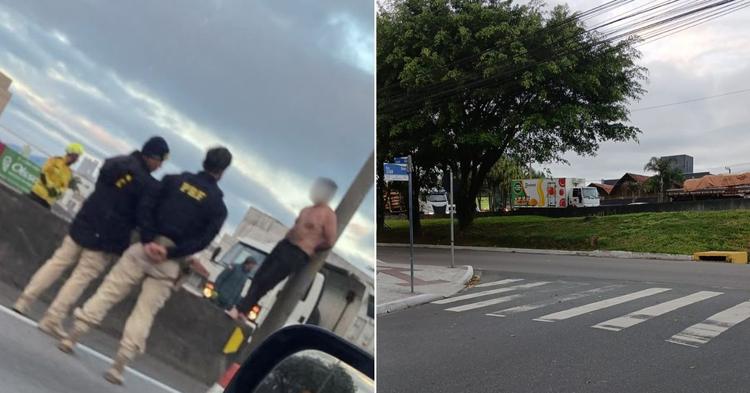 Homem em possível “surto” interdita parcialmente BR-101 em Balneário Camboriú