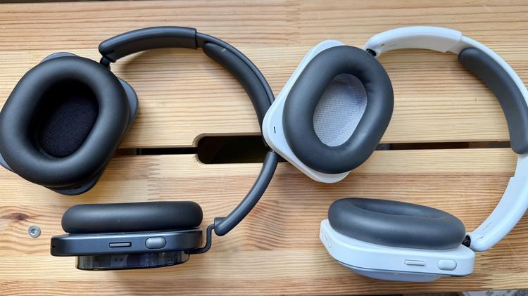 nothing headphone (1) and nothing headphone (a) both facing upward with on-ear controls showing