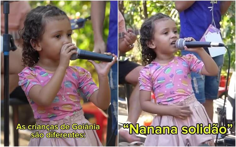 Menina de 3 anos impressiona em show ao cantar clássico sertanejo do Chico Rey e Paraná: 'Goiânia é diferenciado'