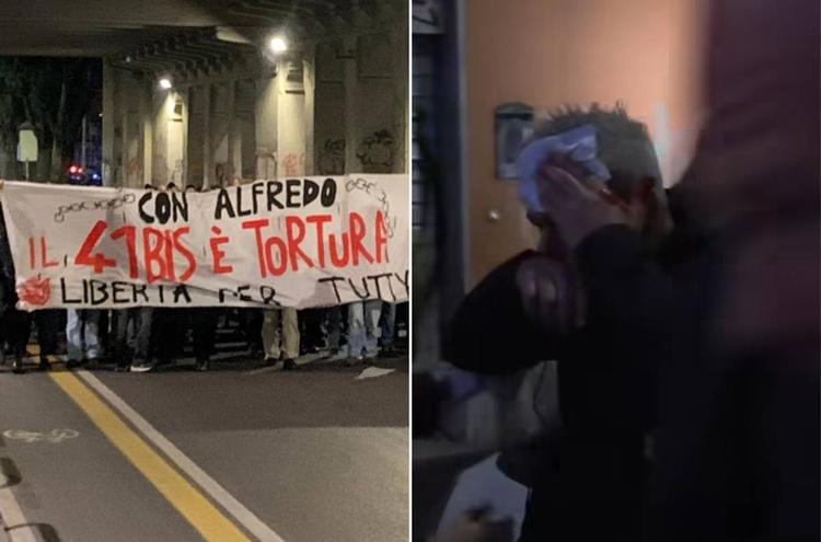 Roma, anarchici in piazza per Alfredo Cospito. Il vice capo della Digos colpito dal lancio di una bottiglia